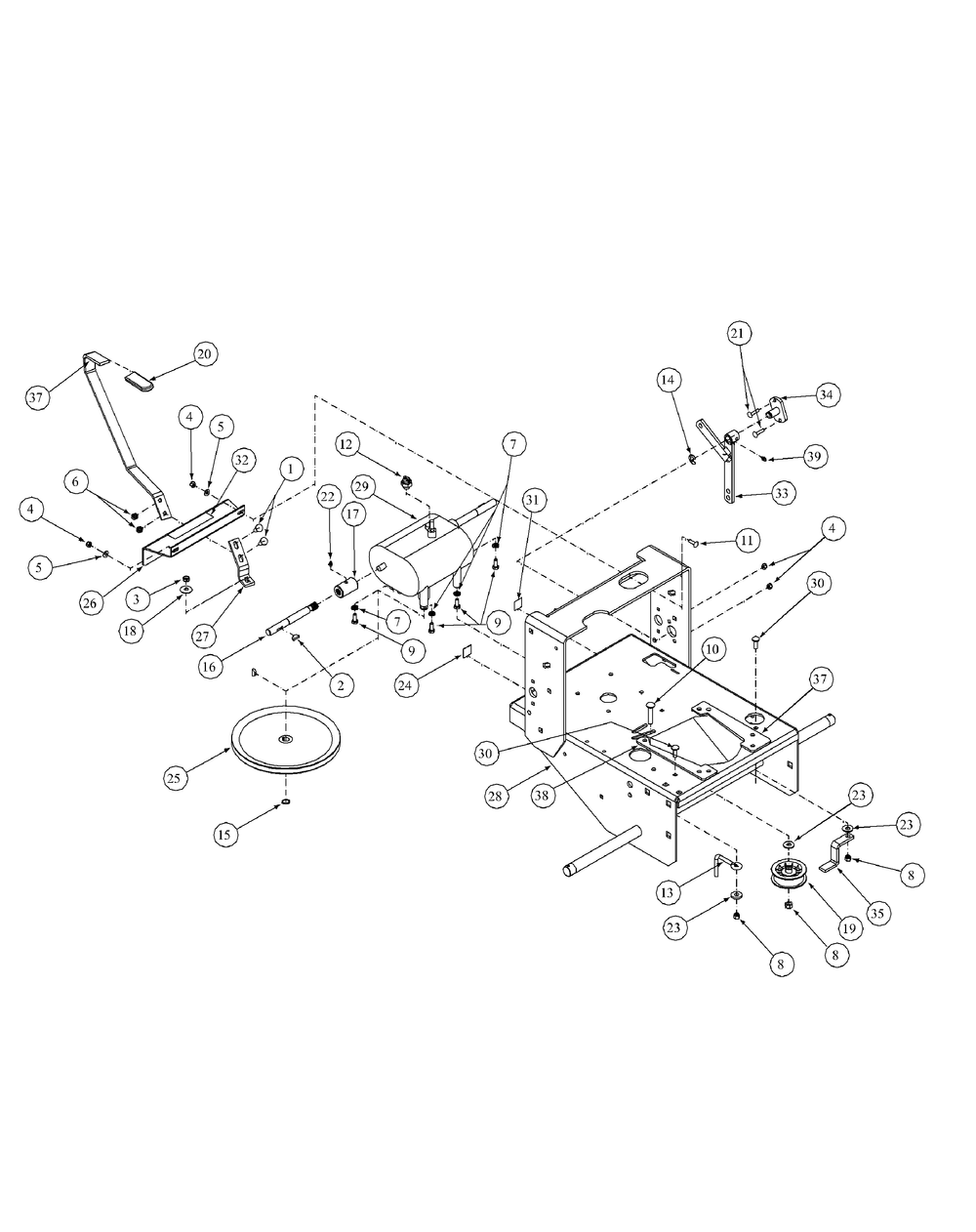 Deck Assembly Standard Track Diagram and Parts List for G1548 55AE232S750-WAM Cub Cadet Lawn Mower